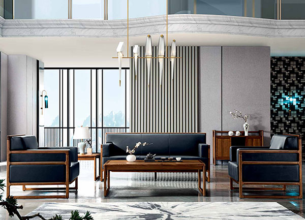 2019年新款實(shí)木老板洽談沙發(fā)配套辦公家具-小江南