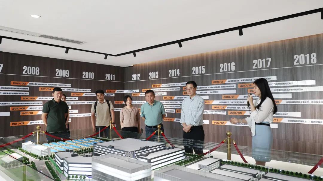 在沙盤前,工作人員為王克會長講解集團的發展規劃 在沙盤前,工作人員為王克會長講解集團的發展規劃