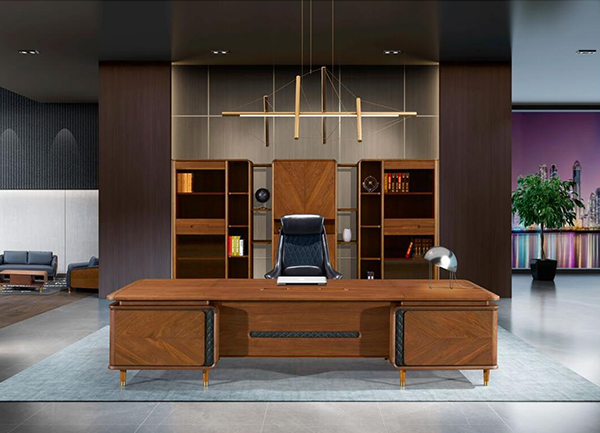 2020新品-乘風系列-胡桃木辦公大班臺-迪歐家具 2020新品-乘風系列-胡桃木辦公大班臺-迪歐家具