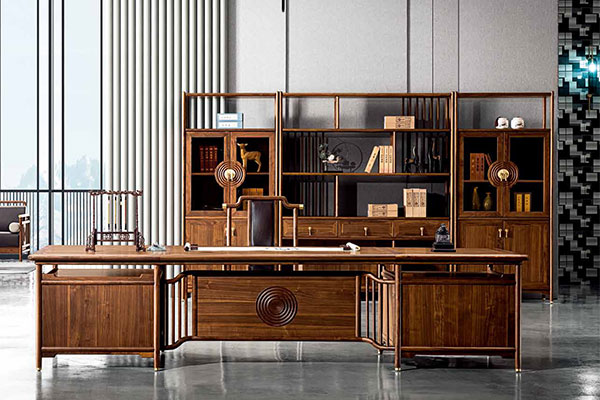 迪歐全實木辦公家具實木辦公桌-明月清風