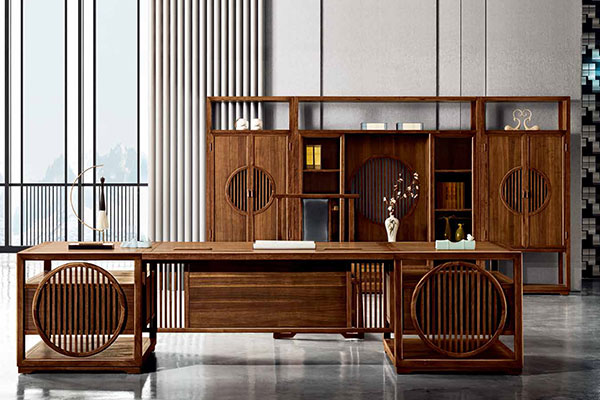 2019迪歐新款實木總裁大班臺-圓意系列