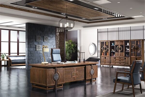 新中式古典傳統(tǒng)純實木老板班臺-東方印象